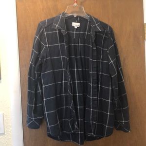 Blue and white striped flannel button up